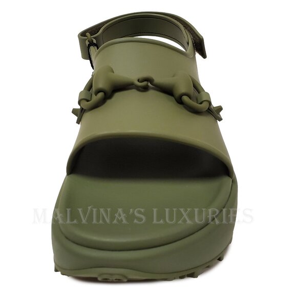 GUCCI SHOES MEN GREEN RUBBER HORSEBIT FLATFORM SANDALS sz 11 / 11.5 - Picture 7 of 16